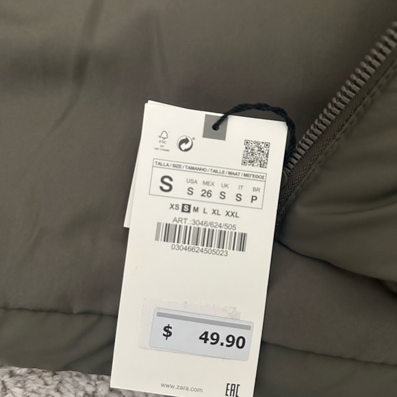 Zara Khaki Puffer Jacket - Picture 5 of 5